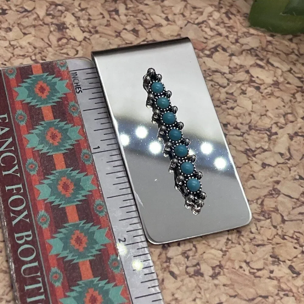 Dad Son Gift Native American Money Clip Stainless Steel Arrow Quality  Turquoise